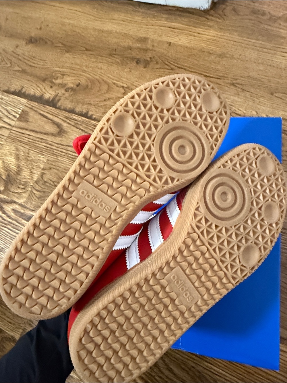 adidas Samba Mary Jane Sneakers in Red with White Stripes and Gum Sole - Picture 3 of 4